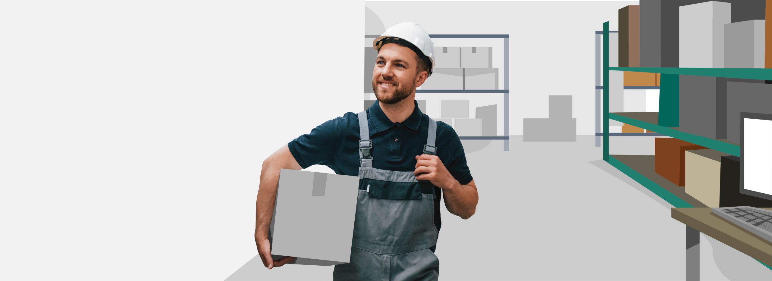 Lagerarbeiter mit Karton in der Hand